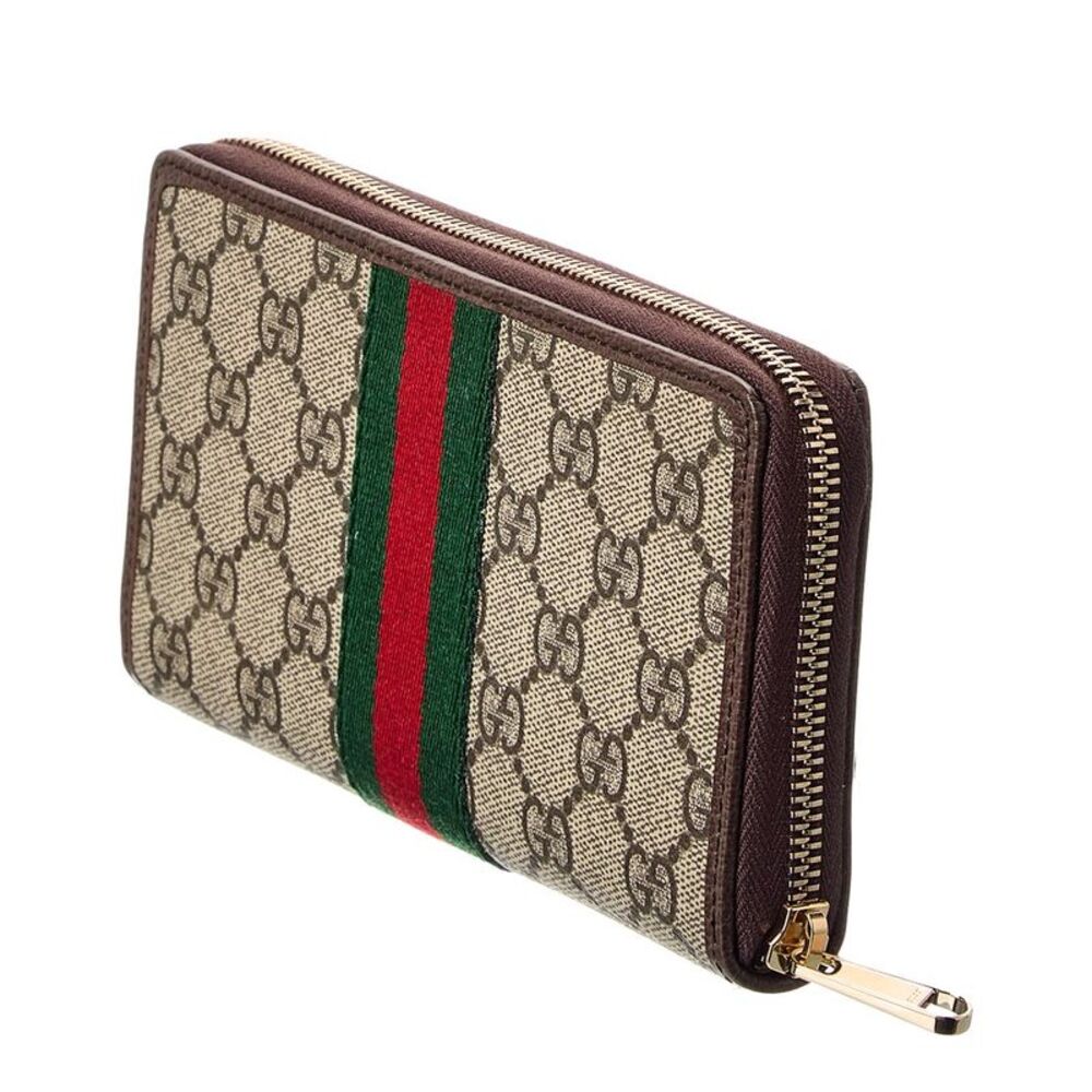 Gucci Ophidia Gg Supreme Canvas & Leather Zip Around Wallet, Beige - Picture 2 of 4